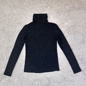 Elegant Black Speckled Turtleneck Sweater
